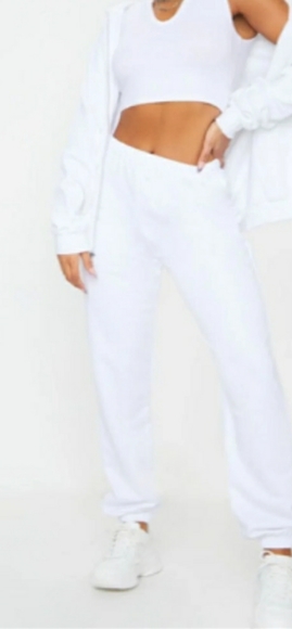 Prettylittlething white joggers sweat pants Small